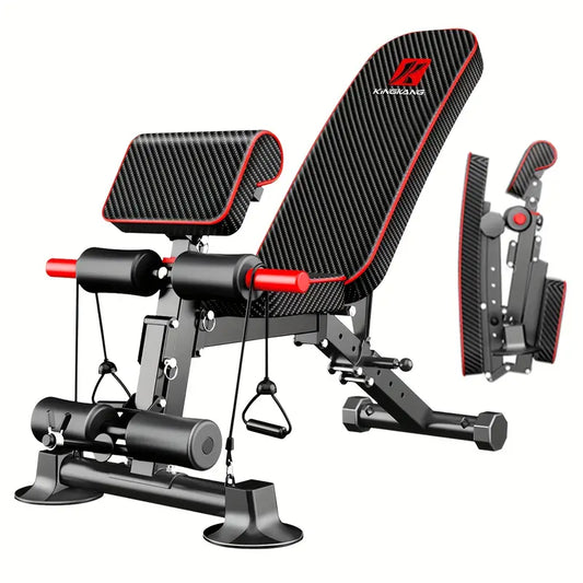 Adjustable Weight Bench for Full Body Exercise - Foldable, Multifunctional, Black&Red (1pc)