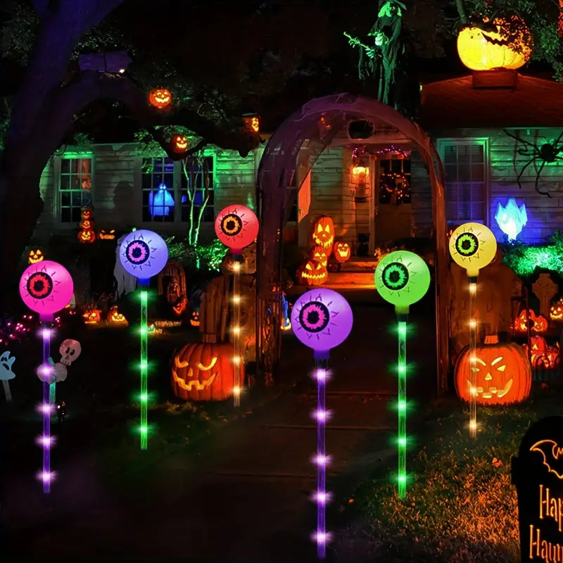6-Pack Color Changing Solar Lights – Horror Eyeball Stake Lights