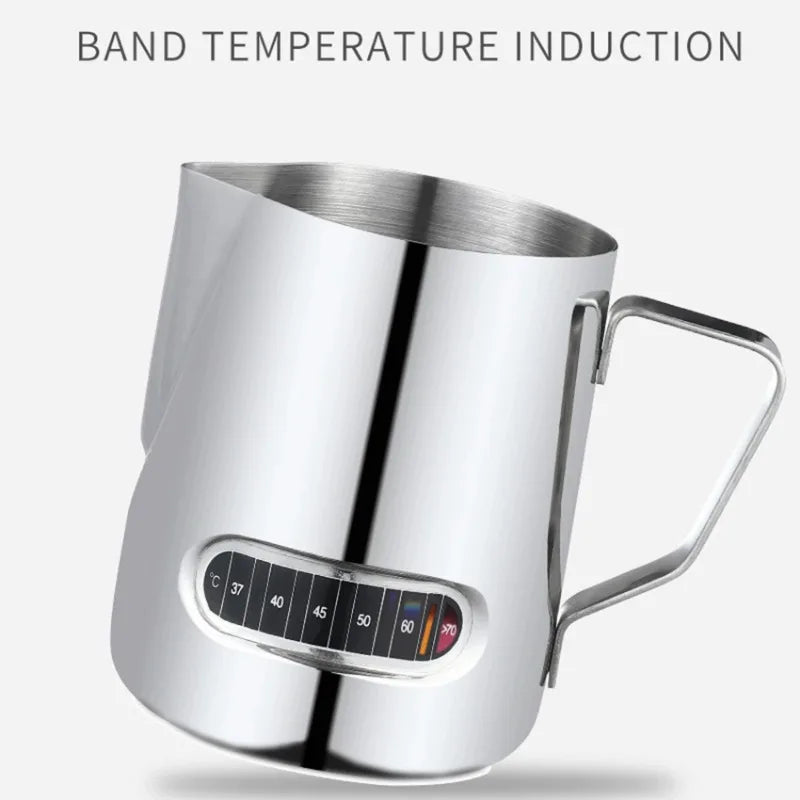 Stainless Steel Milk Frothing Pitcher with Temperature Display 350ml Silver