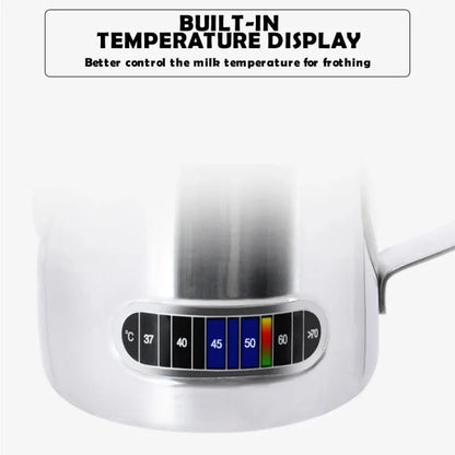 Stainless Steel Milk Frothing Pitcher with Temperature Display 350ml Silver