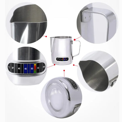 Stainless Steel Milk Frothing Pitcher with Temperature Display 350ml Silver