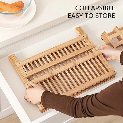High Quality Natural Bamboo Dish Rack - Foldable and Compact