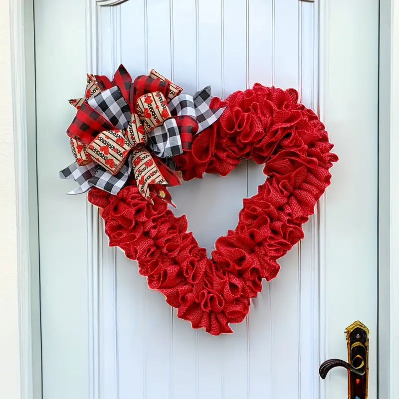 Valentine's Day Wrinkled Hemp Rope Heart-shaped Wreath