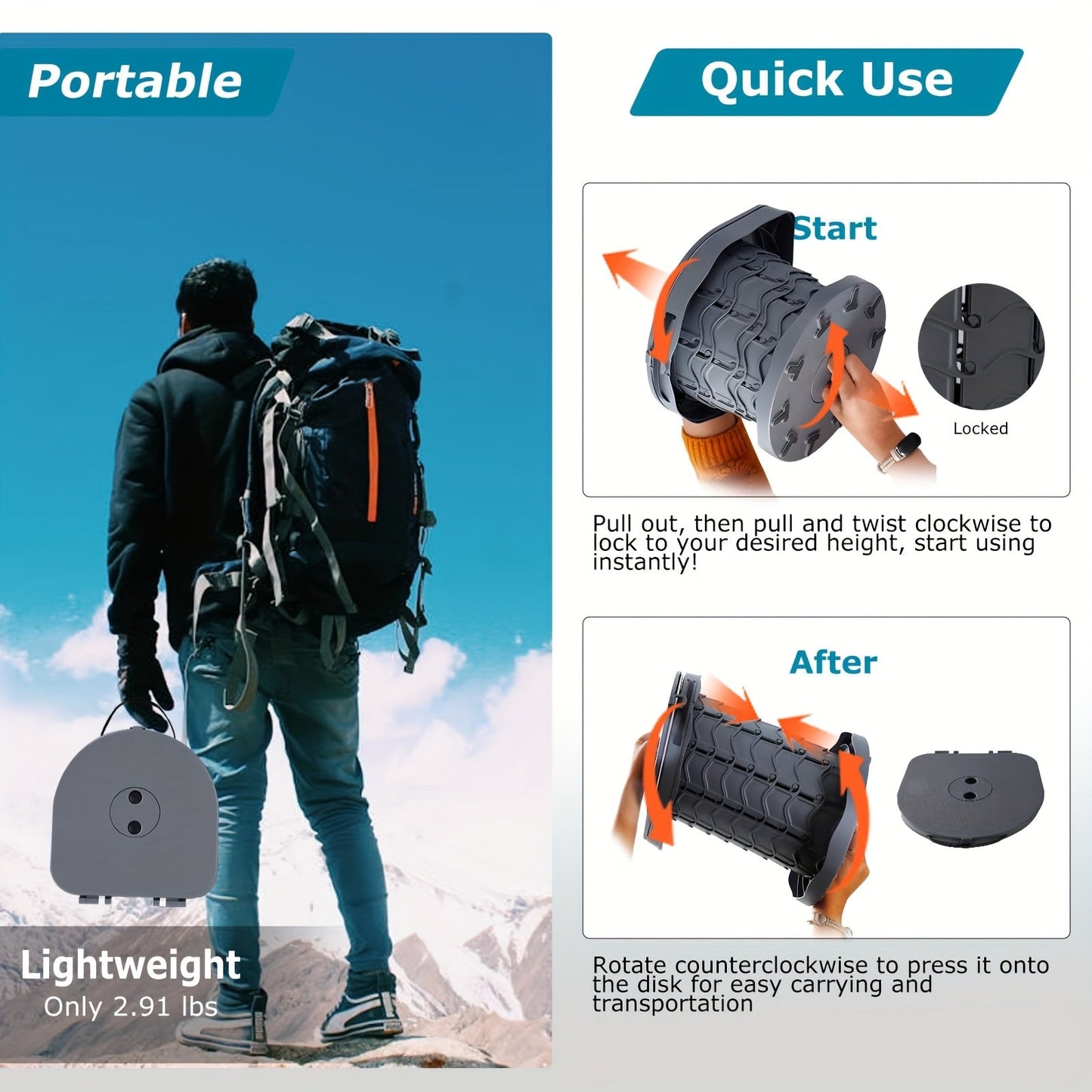 Adjustable Portable Camping Toilet with Storage Bag