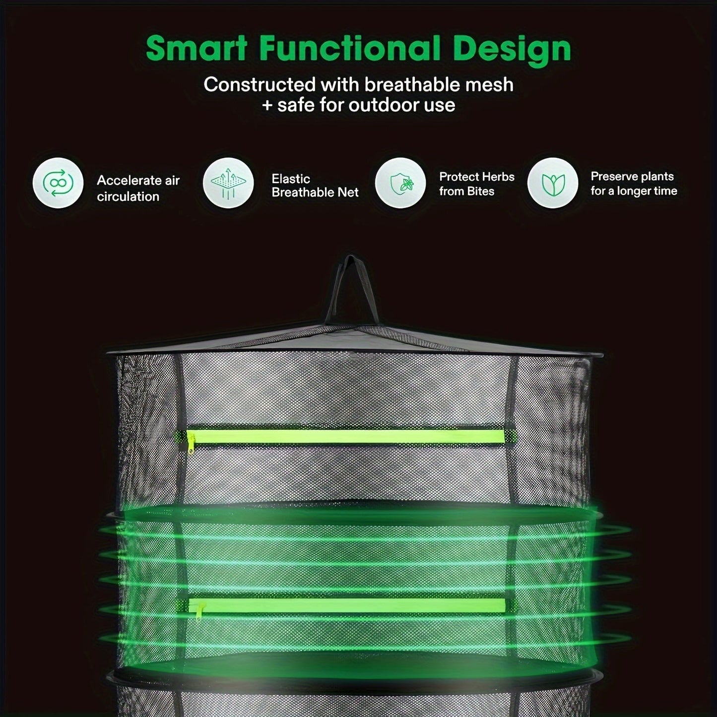 Hanging Plant Mesh Drying Rack (4-Tier)