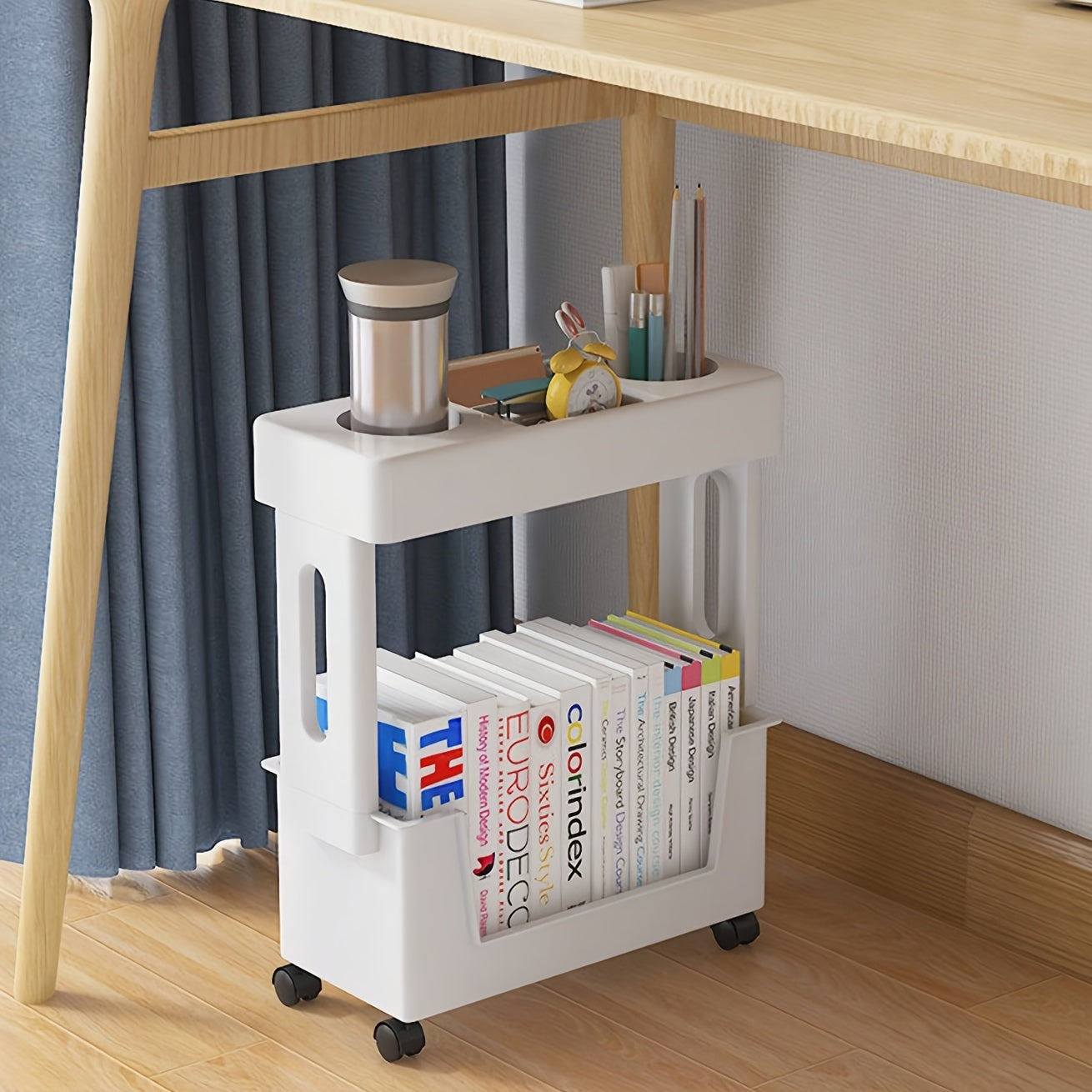 Wheeled Book Storage Rack Organizer (5-Tier)