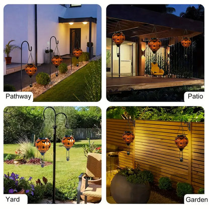 Classic Orange Glass Globe Solar Lantern - Bats & Spiders