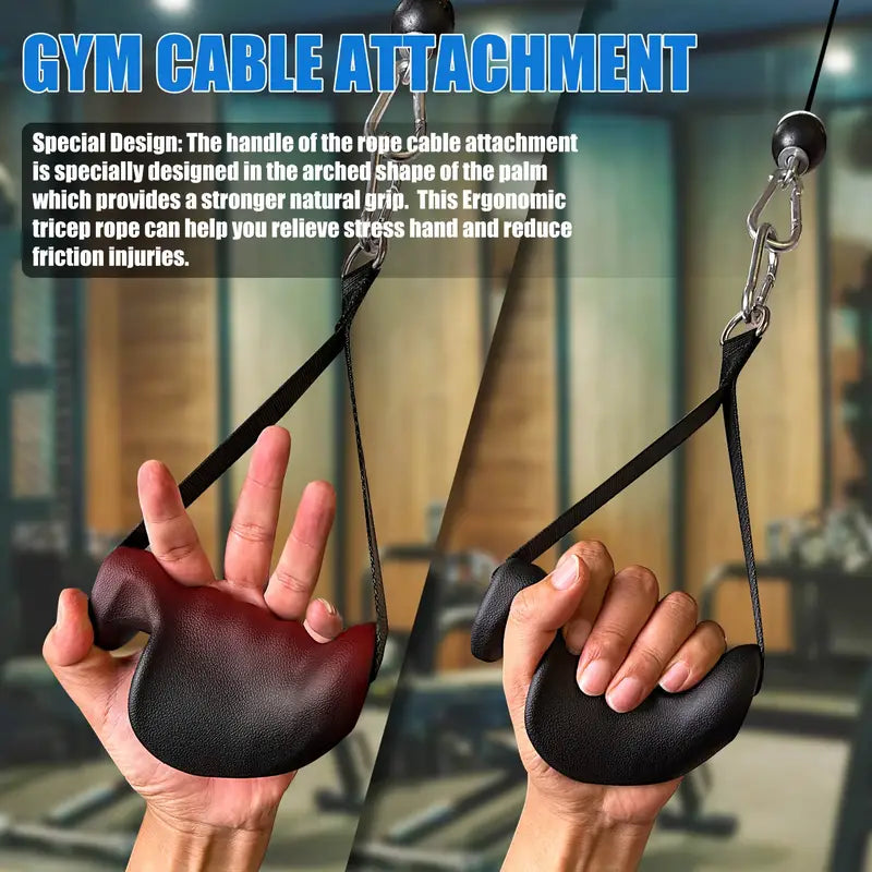 Ergonomic Tricep Rope Pulldown Attachment