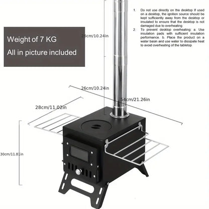 Portable Black Outdoor Stove with Fireplace