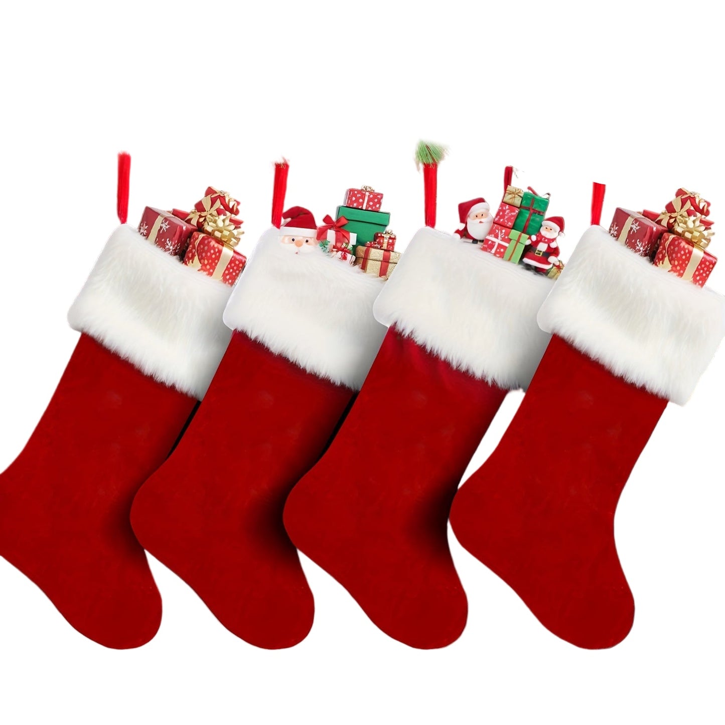 Classic Christmas Stockings Polyester Velvet Tube Socks (4pc)