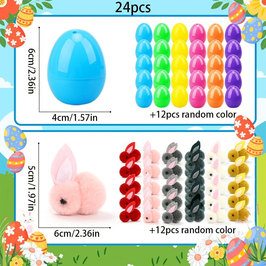 42pcs Colorful Easter Eggs with Stuffed Bunny Animals