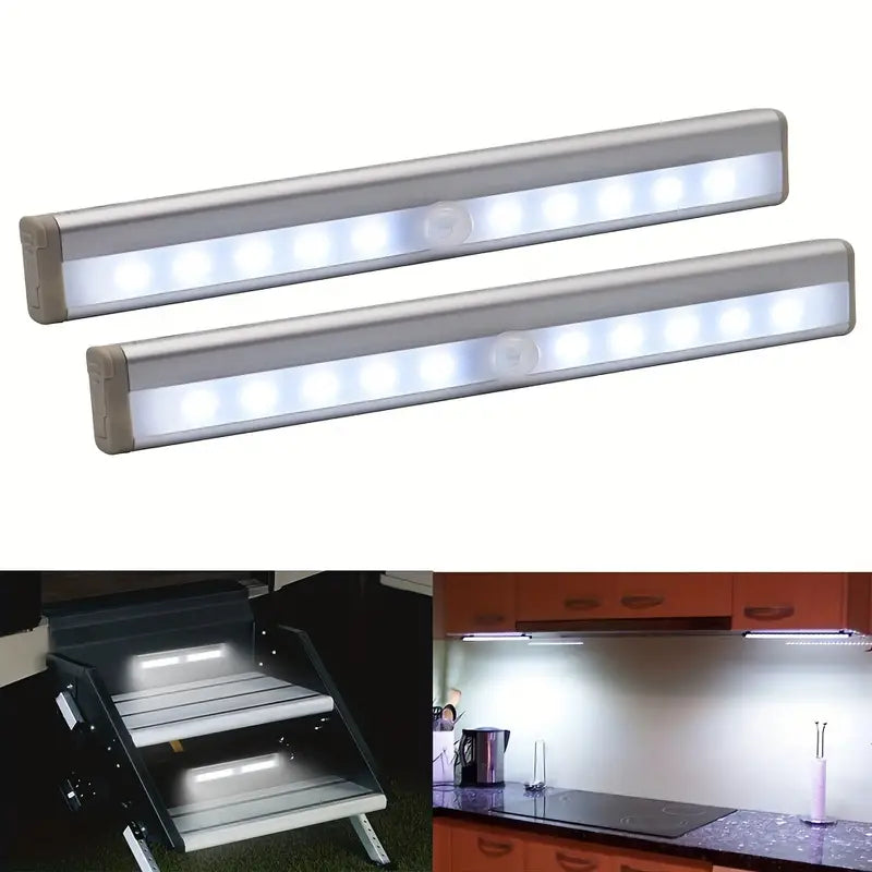 2pcs Motion Activated RV Step Lights, 10 LED Battery Powered Magnetic Night Light