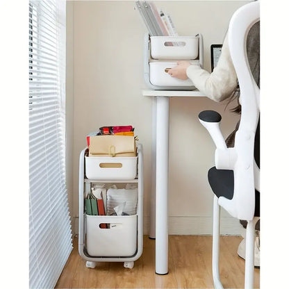 Drawer-Type Double-Layer Storage Rack with Wheels