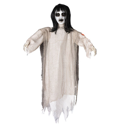 Hanging Halloween Decoration Female with Glowing Eyes