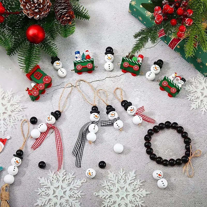 DIY Christmas Snowman Wooden Beads Kit - 100pcs
