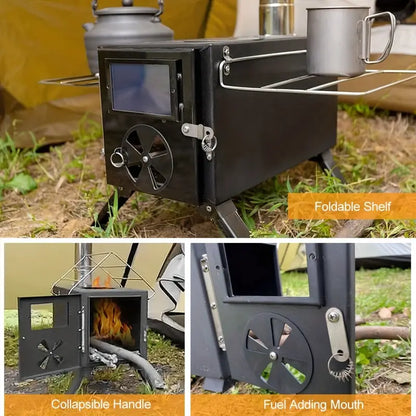 Portable Wood Burning Tent Stove - Black