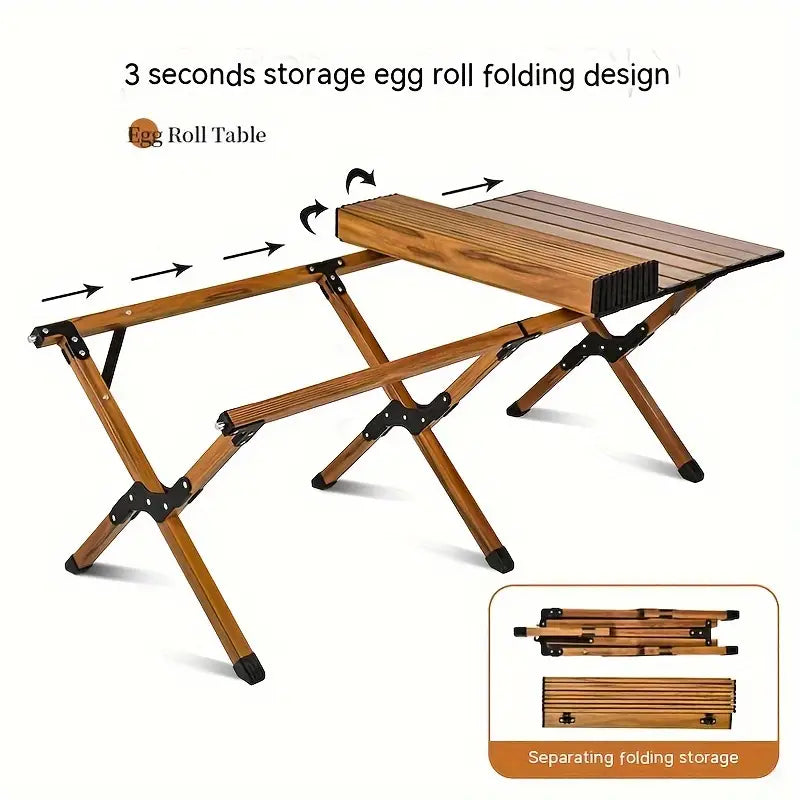 Foldable Roll Camping Table - Portable Outdoor Dining Solution