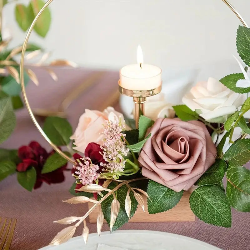 Dusty Rose Artificial Roses Flowers (25pcs) - Real Touch PE Foam, Flexible Wire Stems