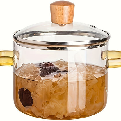 Borosilicate Glass Cooker with Yellow Handle