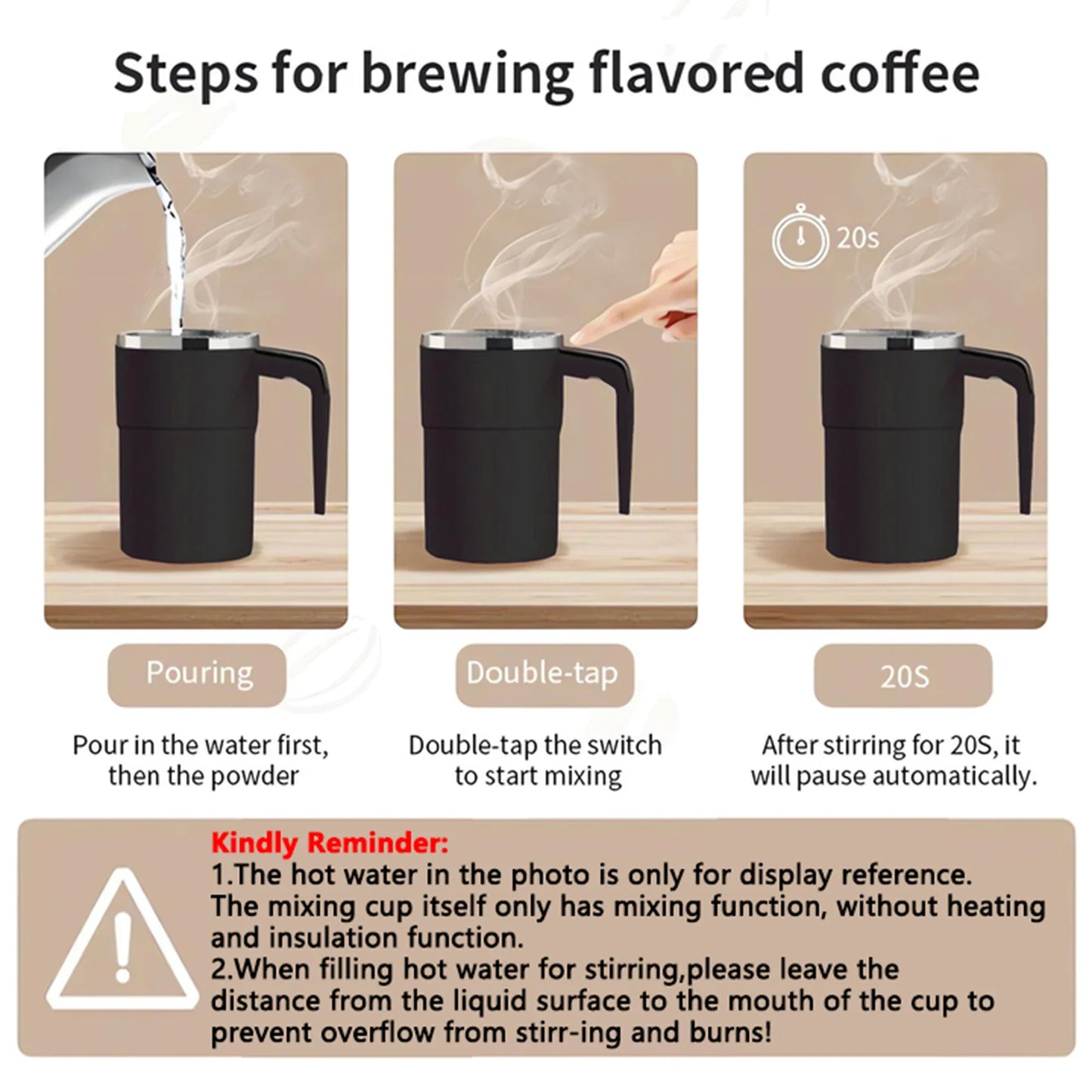 380ML Self-Stirring Electric Coffee Mug Black and White Cup