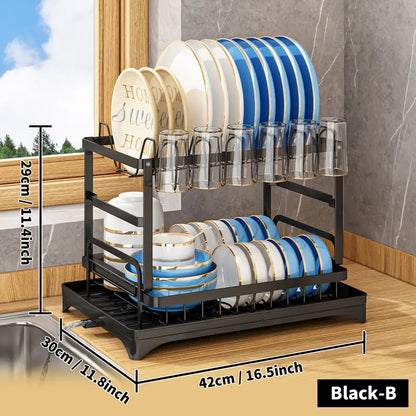 Double Decker Drying Delight: The Ultimate 2-Tier Kitchen Dish Rack