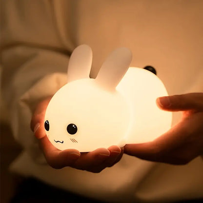 LED Cute Bunny Night Light - Rechargeable Color Changing Lamp for a Glowing Rabbit Experience- Colorful With Remote
