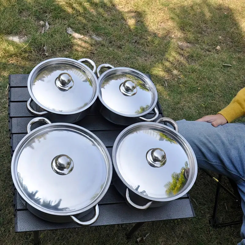 Premium 8-Piece Stainless Steel Pot Set - Heavy-Duty