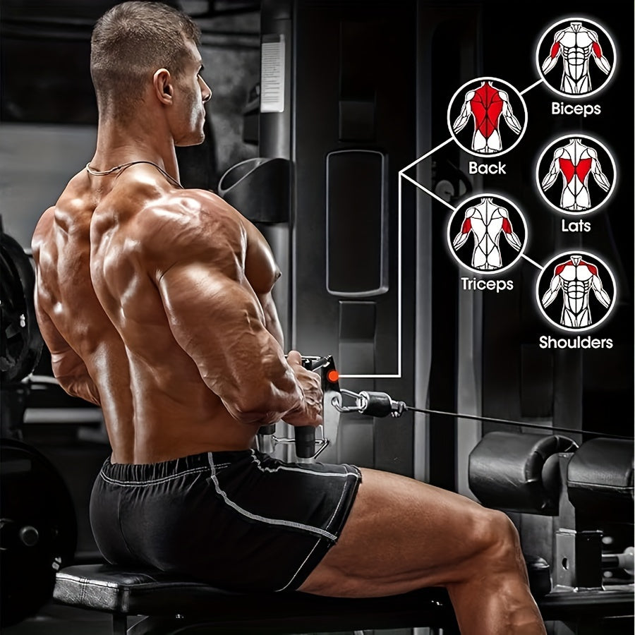 Ergonomic V-Shaped Pull Down Bar with Drawstring Bag & 21-Day Workout Tracker(Black)