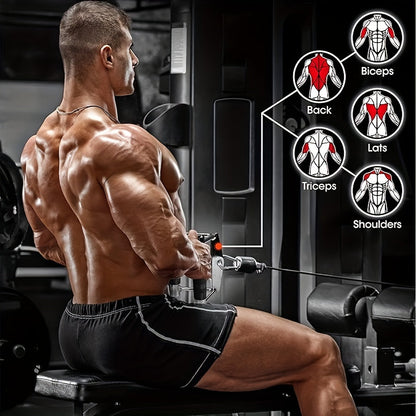 Ergonomic V-Shaped Pull Down Bar with Drawstring Bag & 21-Day Workout Tracker(Black)