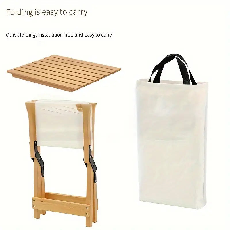 Portable Folding Wooden Camping Stool