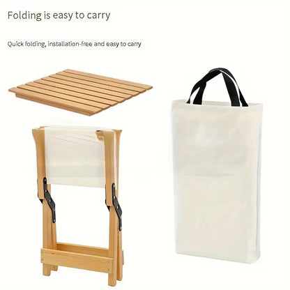 Portable Folding Wooden Camping Stool