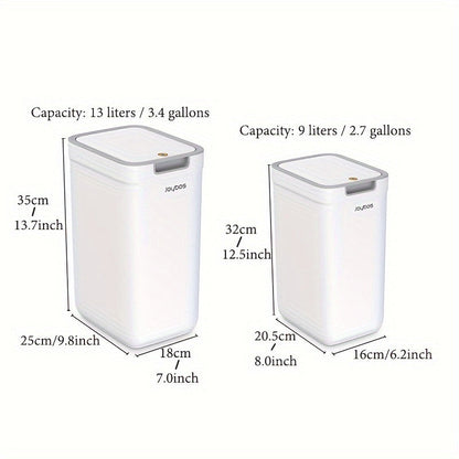2pcs Sleek White Trash Cans with Odor-Seal Lids