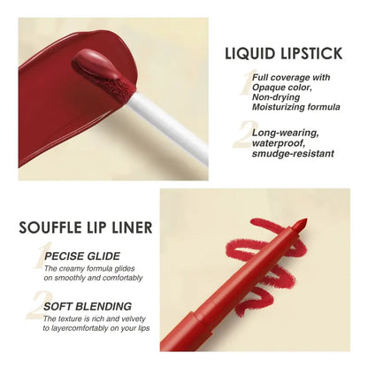 12 Matte  Velvet Nude Liquid Lipstick + Lip Liner Set Lip Gloss