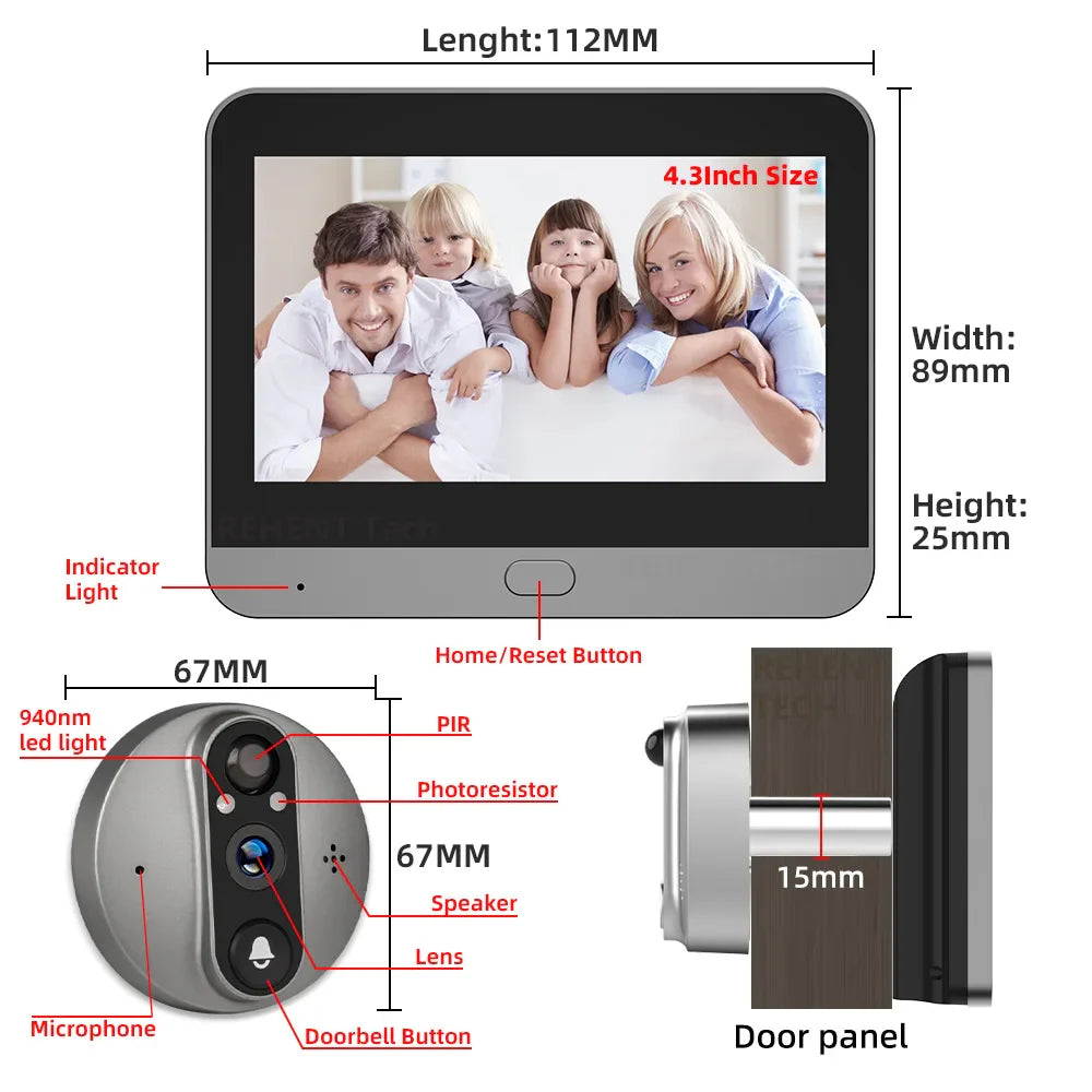 WiFi Smart Peephole Camera Doorbell