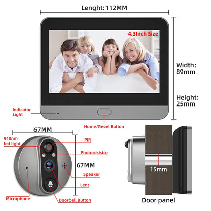 WiFi Smart Peephole Camera Doorbell