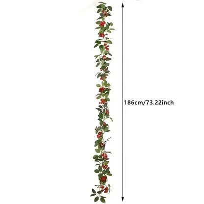 2Pcs Red Berry Christmas Garland
