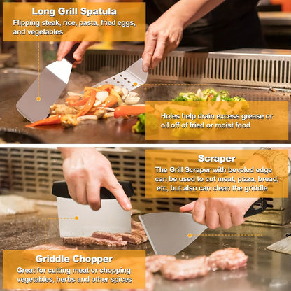 Flat Top Grill Accessories Stainless Steel Set (18pcs)