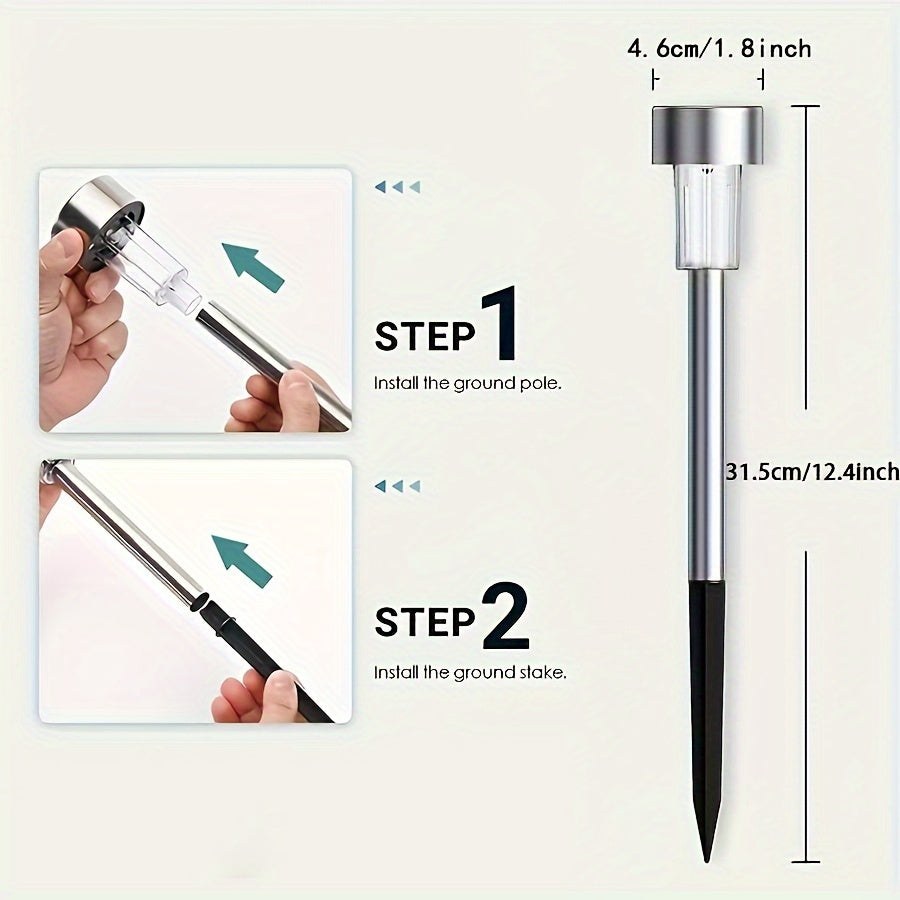 Solar LED Path Lights Outdoor Stainless Steel (10-Pack)