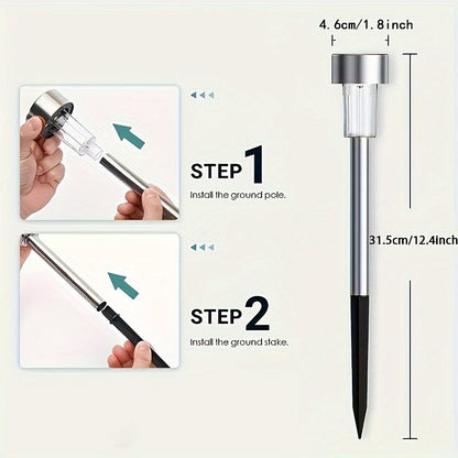 Solar LED Path Lights Outdoor Stainless Steel (10-Pack)