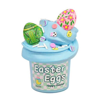 4pcs Plastic Easter Eggs with Butter Slime Toys