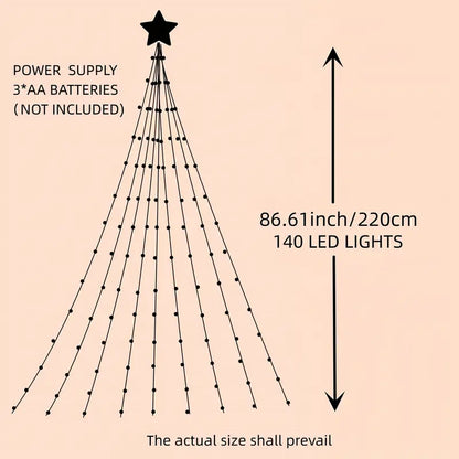 Sparkling 140LED Christmas Star Hanging Tree String Lights