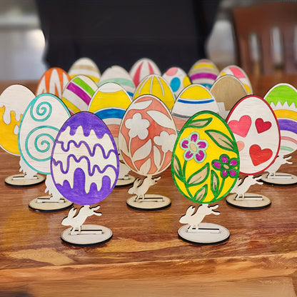 18-Piece Wooden Easter Egg DIY Decoration Set