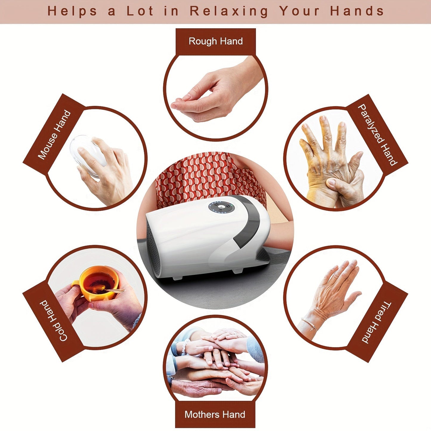 Cordless Hand Massager with Compression & Heat(White)