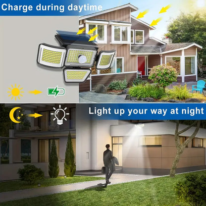 278LEDs Solar Outdoor Motion Sensor Security Flood Lights