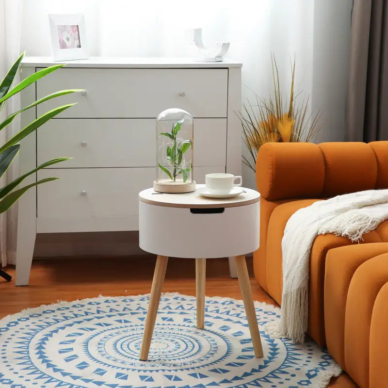 Floor Standing Organizer Lift-Top Storage Side Table