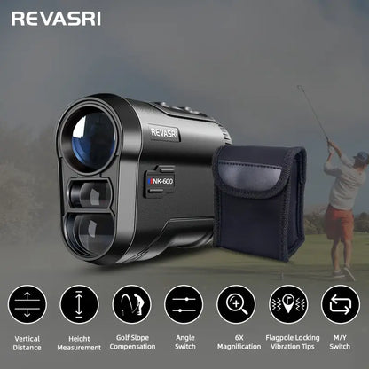 Golf Hunting Laser Rangefinder with Slope Compensation - Black