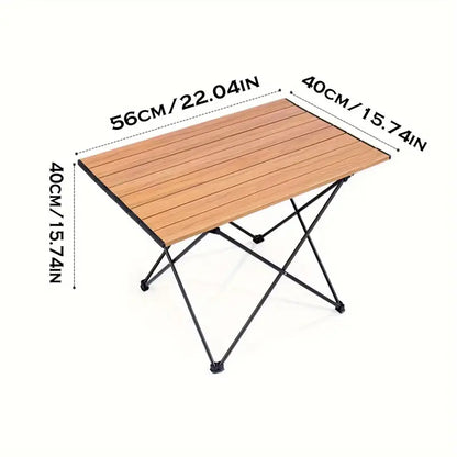 Portable Folding Outdoor Picnic Table - Aluminum Alloy, Wood Color