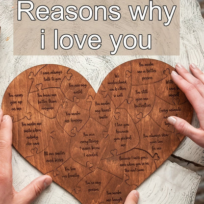 20 Reasons Why I Love You Wooden Heart Puzzle