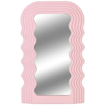 Aesthetic Wall Mounted Mirror With Wave Pattern Frame
