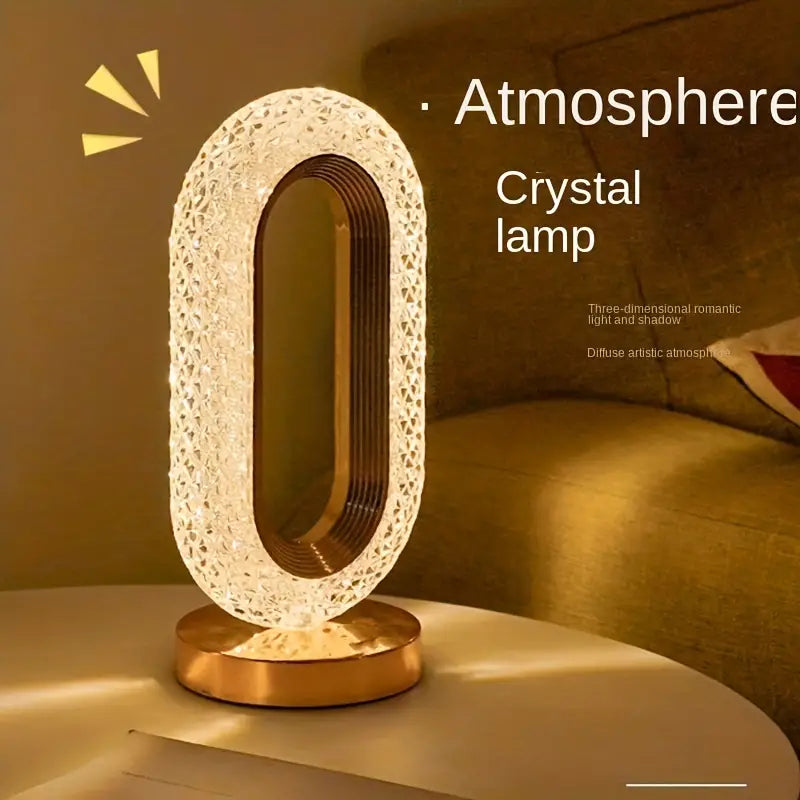 Modern Crystal Table Lamp with Color-Changing LED Lights